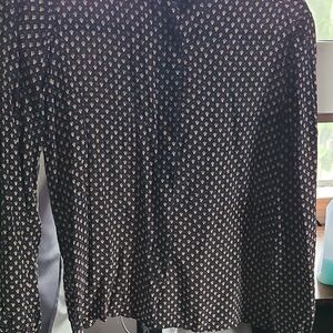 Black Button Down Shirt with Long Sleeves and Dress Collar